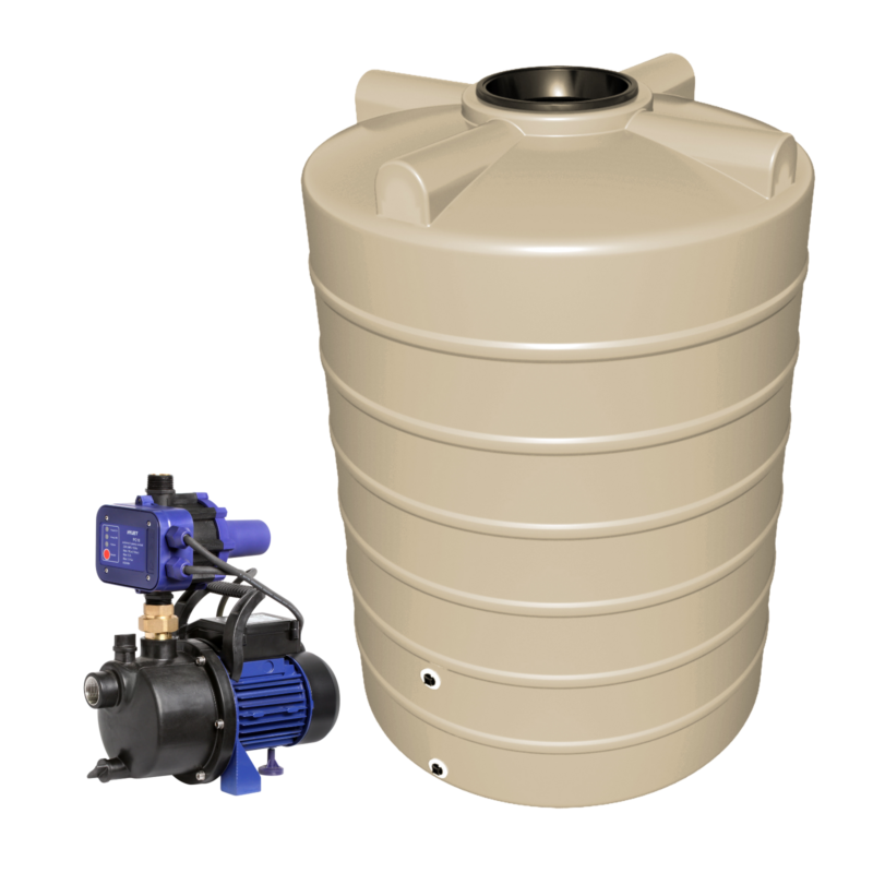 2200 LITRE ROUND WATER TANK with FREE PRESSURE PUMP - excludes pump cover